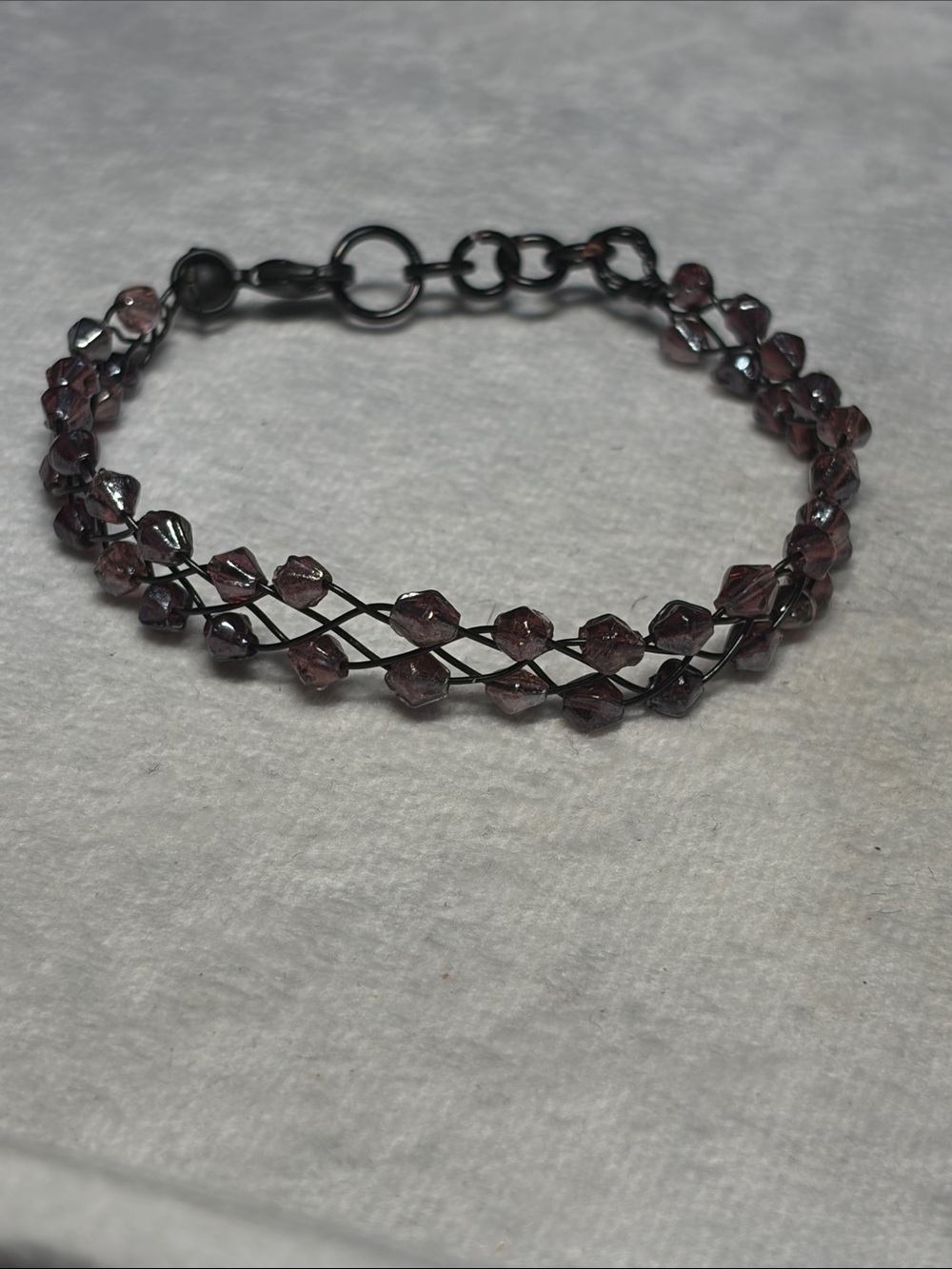 Beaded Purple Glass weave Bracelet